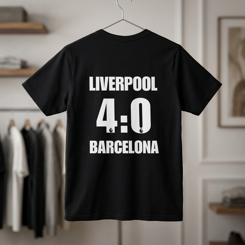 Liverpool 4-0 Barcelona T-Shirt — Classic Match Score Tee