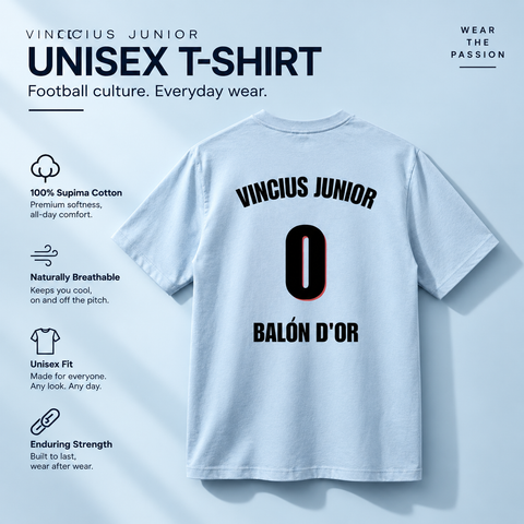 Vinicius Junior #0 Balon d'Or Back-Print Soccer Tee
