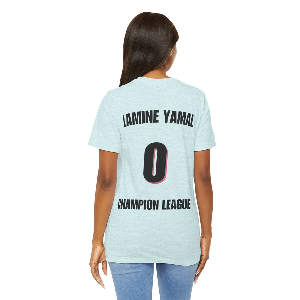 T-Shirt — 'Lamine Yamal 0 Champion League' Back-Print Soccer Jersey Tee