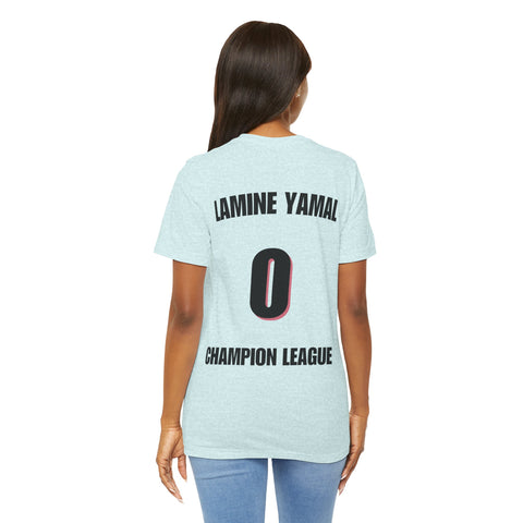 T-Shirt — 'Lamine Yamal 0 Champion League' Back-Print Soccer Jersey Tee