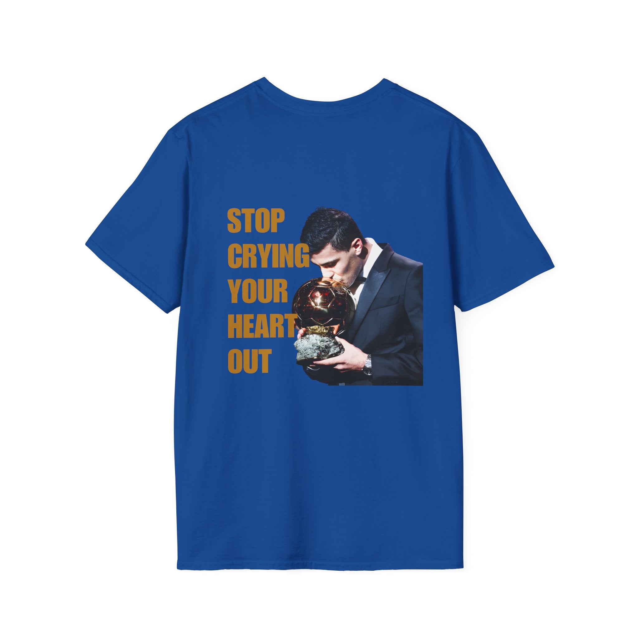 T-Shirt — 'Stop Crying Your Heart Out' Graphic Tee (Retro Photo, Emotional Lyrics)