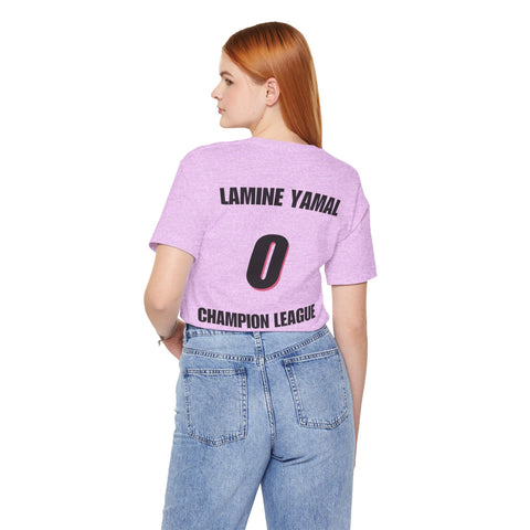 T-Shirt — 'Lamine Yamal 0 Champion League' Back-Print Soccer Jersey Tee