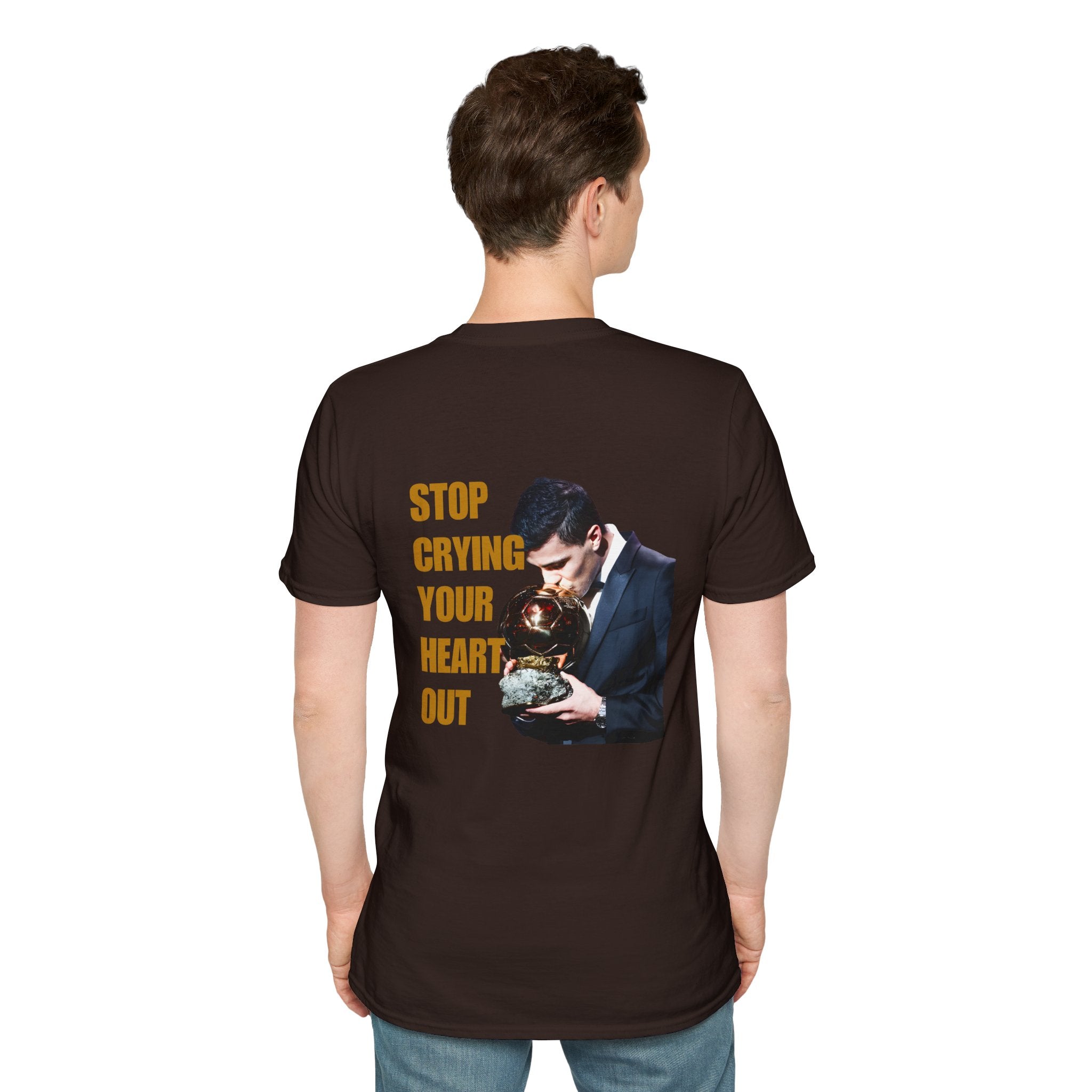T-Shirt — 'Stop Crying Your Heart Out' Graphic Tee (Retro Photo, Emotional Lyrics)