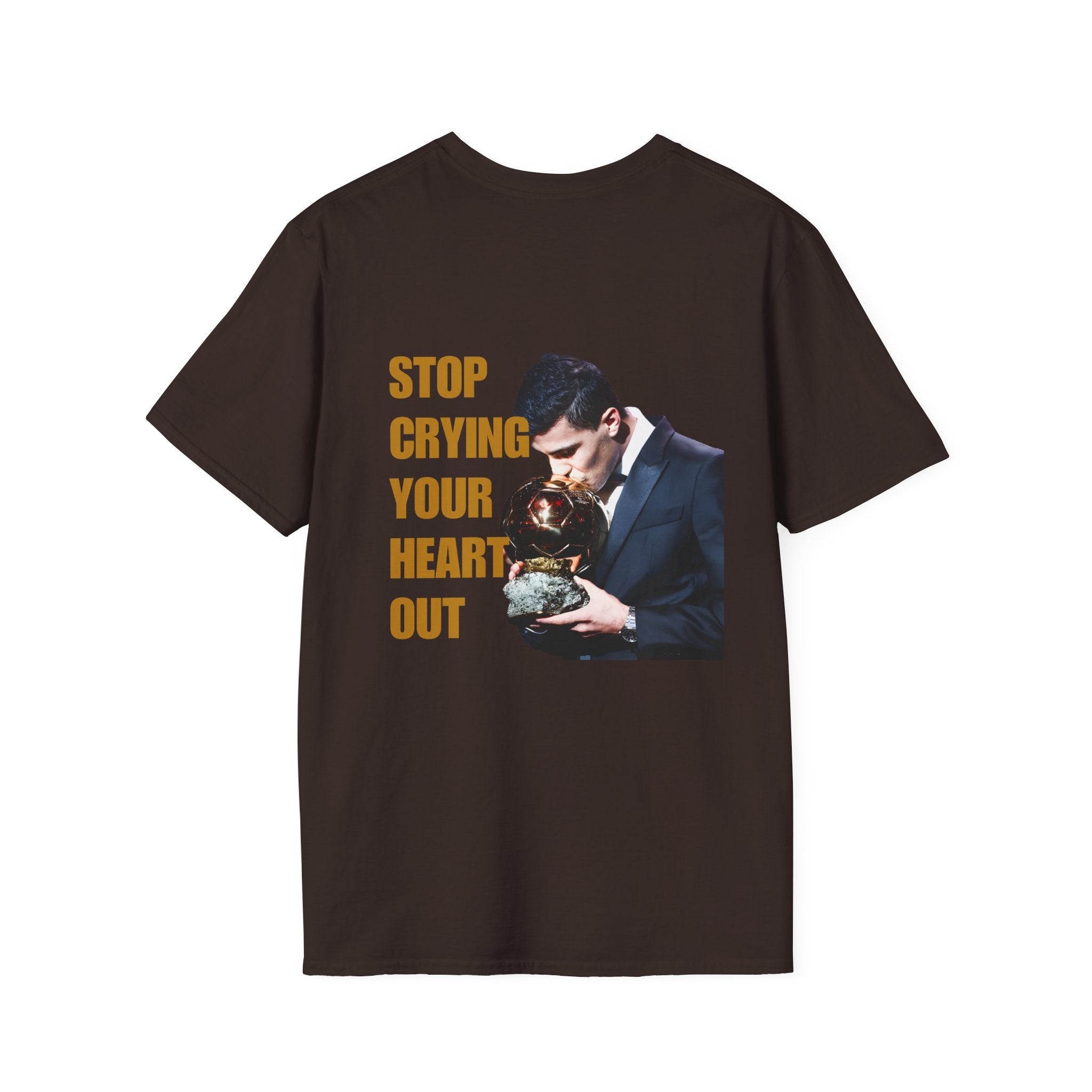 T-Shirt — 'Stop Crying Your Heart Out' Graphic Tee (Retro Photo, Emotional Lyrics)