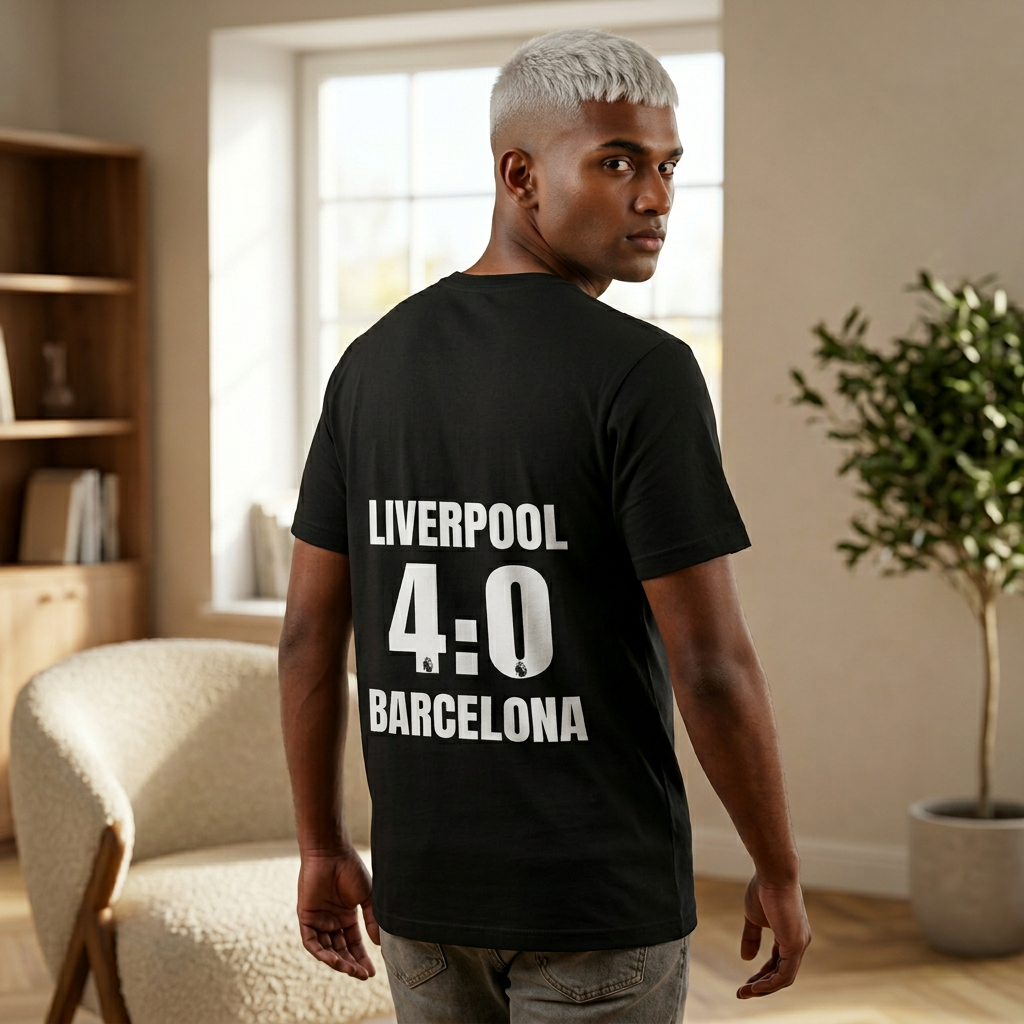 Liverpool 4-0 Barcelona T-Shirt — Classic Match Score Tee
