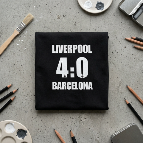 Liverpool 4-0 Barcelona T-Shirt — Classic Match Score Tee