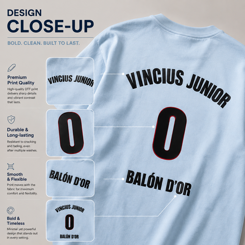 Vinicius Junior #0 Balon d'Or Back-Print Soccer Tee
