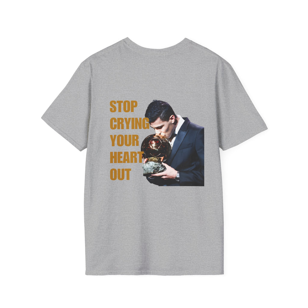 T-Shirt — 'Stop Crying Your Heart Out' Graphic Tee (Retro Photo, Emotional Lyrics)