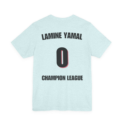 T-Shirt — 'Lamine Yamal 0 Champion League' Back-Print Soccer Jersey Tee